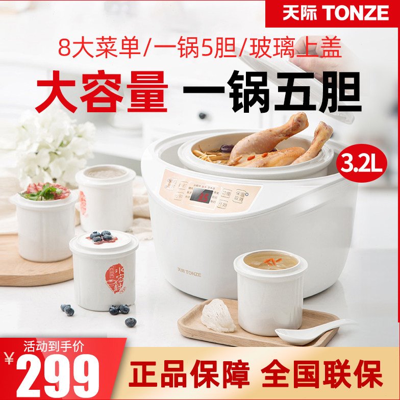 天际 炖锅隔水炖 家用大容量煲汤煮粥电炖炖锅预约一锅五胆电炖盅