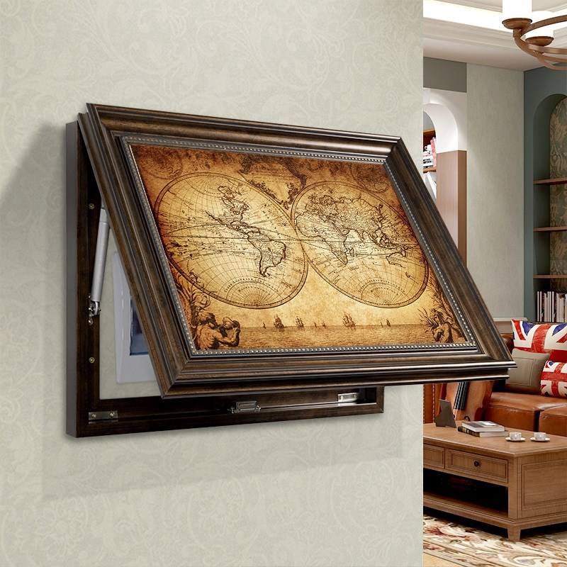 复古图电表箱装饰画美式配电箱电闸盒开关遮挡挂画推拉免打孔画