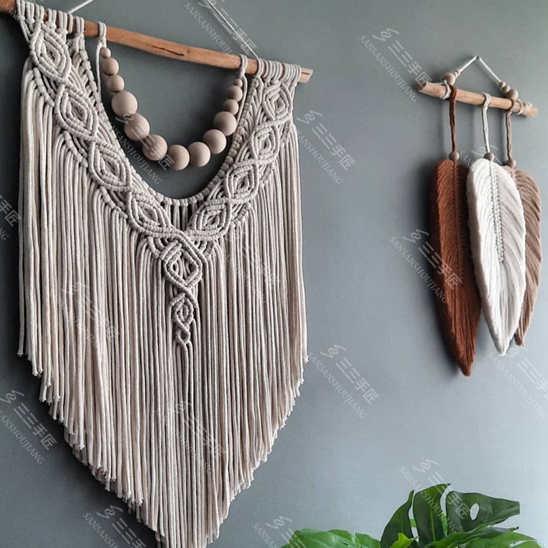忆梦|北欧手工编织挂毯软装壁画挂画 卧室床头玄关墙壁家居装饰品