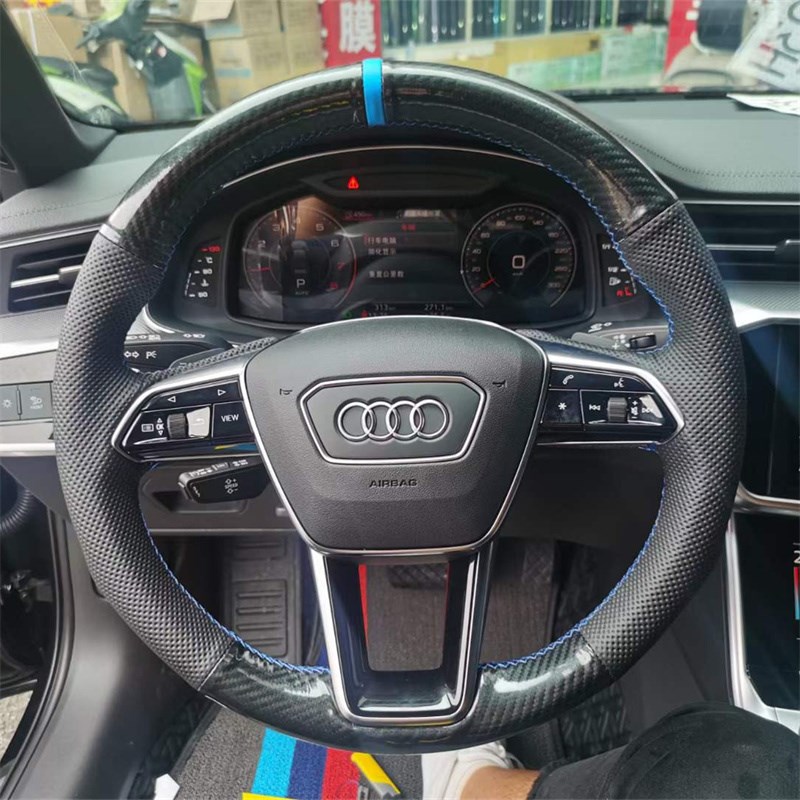 奥迪Q5L手缝方向盘套奥迪Q3 A6L TT A1 A3 A4L碳纤维全包把套