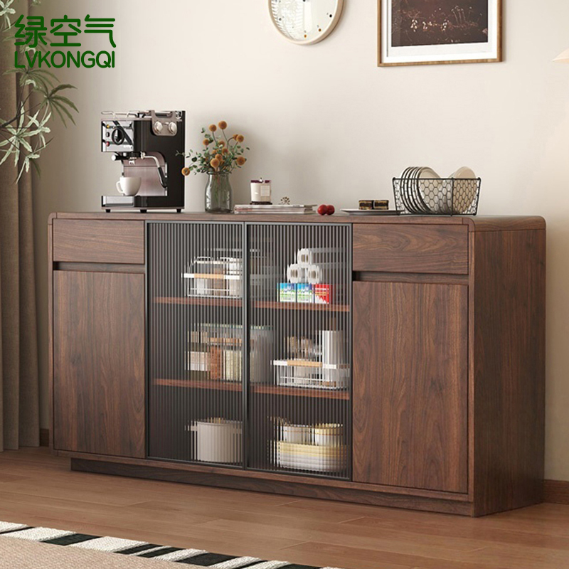 实木餐边柜靠墙一体茶水柜