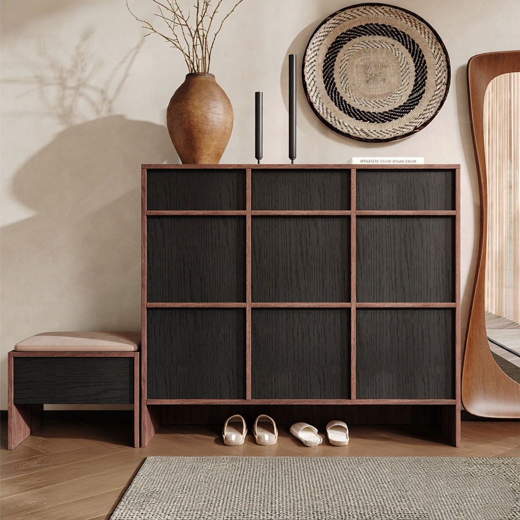 入户门口穿鞋柜收纳柜一体靠墙骨格线玄关柜定制尺寸定做好看鞋柜