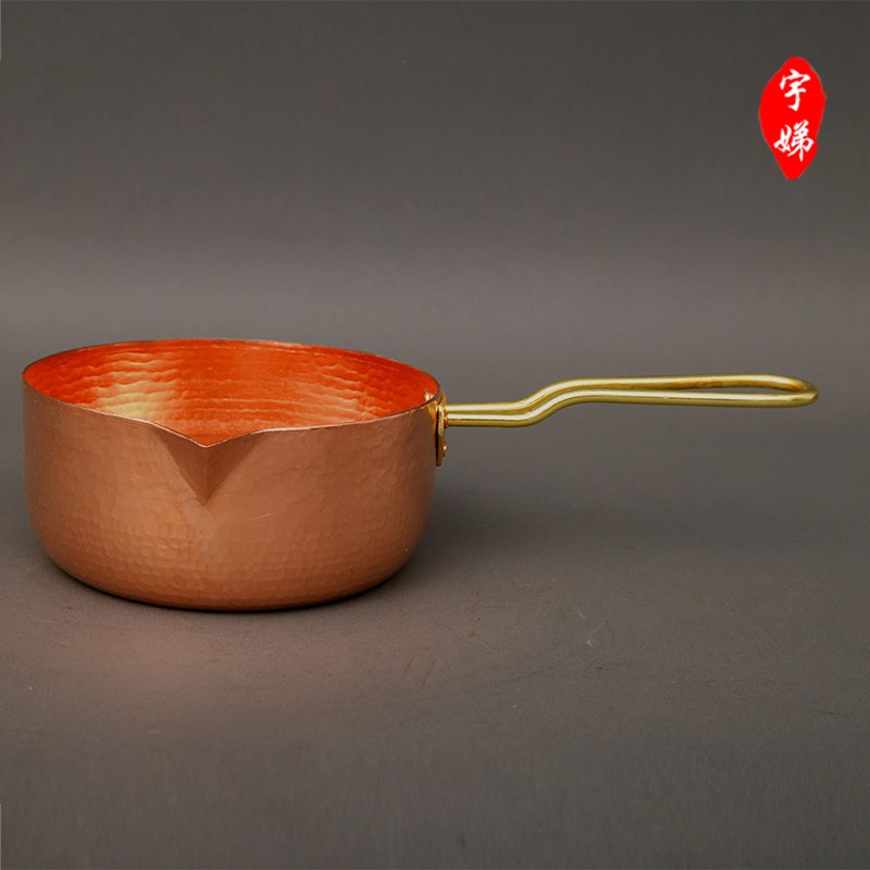 无涂层手工紫铜辅锅不粘锅宝宝奶食平锅1c6m小汤锅煮粥泡面锅