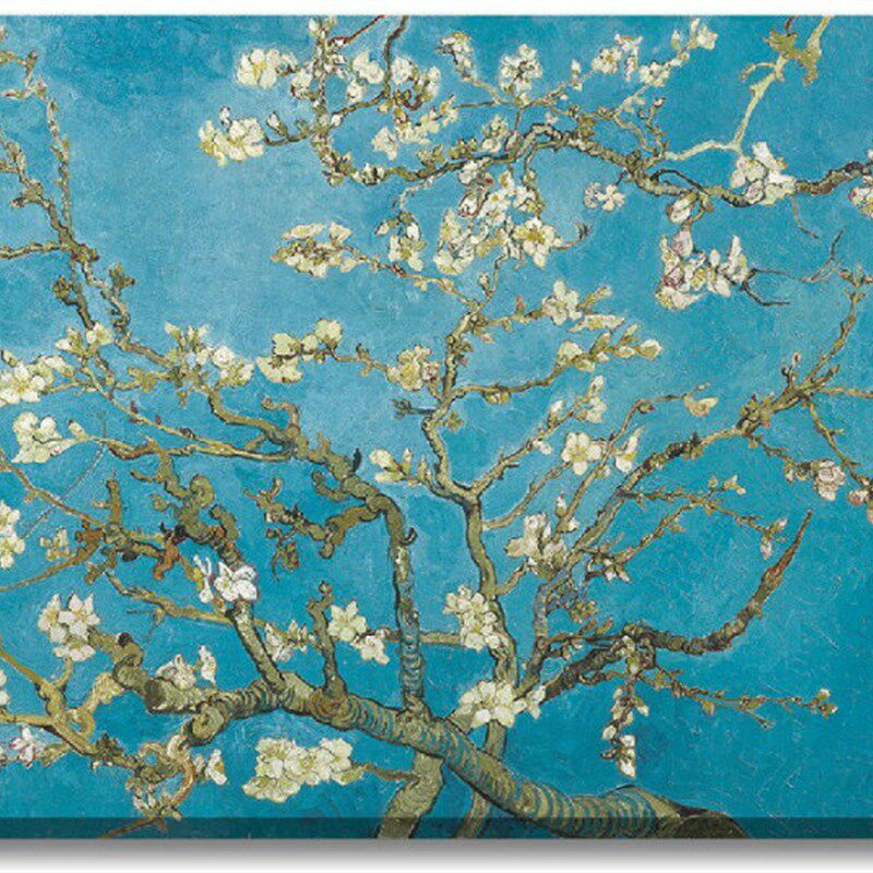 名画临摹手绘油画梵高盛开的杏花欧式玄关客厅房间餐厅无框装饰画