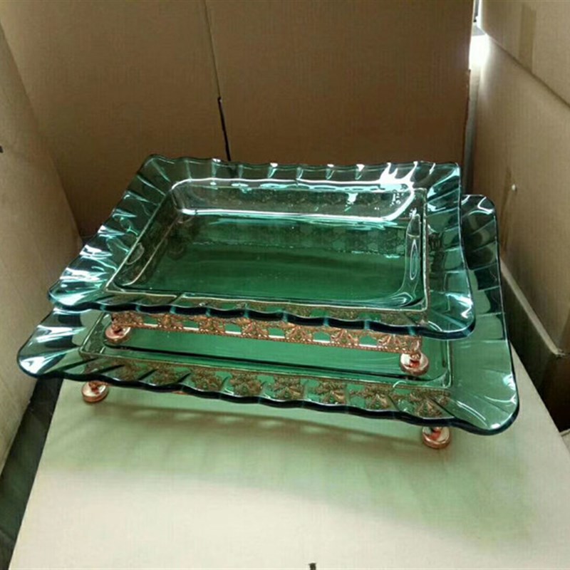 酒店钢化玻璃长方盘刺身盘刨冰盘海鲜造型盘自助餐水果拼盘凉菜盘