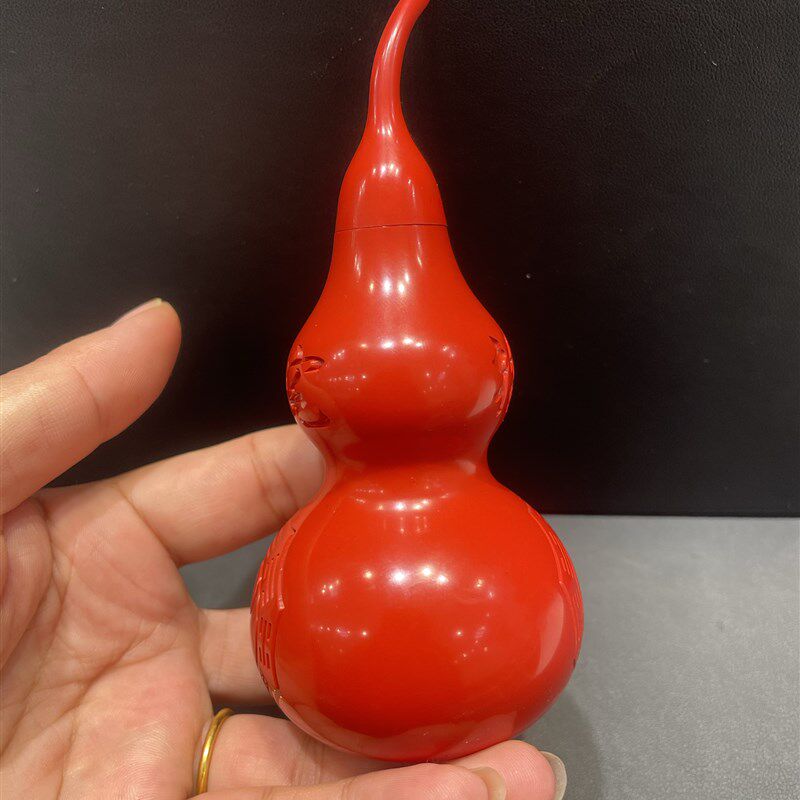 朱砂摆件葫双款红砂大号开口葫芦摆件芦面刻雕可打开家中办公室等