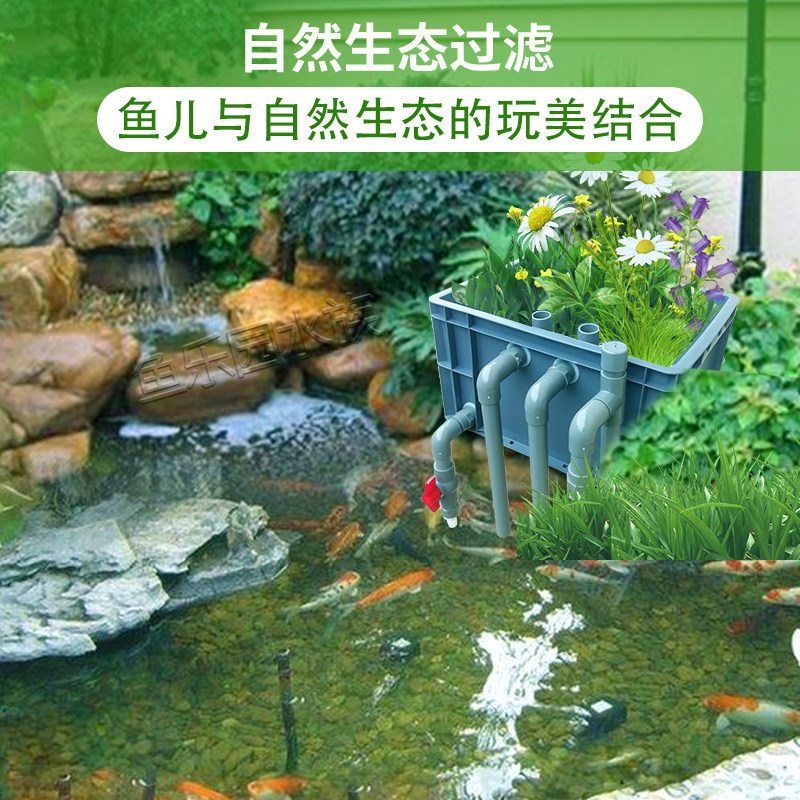 鱼缸鱼池龟缸龟池 沼泽过滤器 diy自制周转箱盒滤过 池塘鱼菜共生