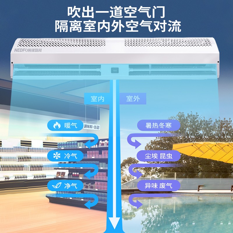 绿岛风风a幕机商用静音2米门帘1.8米风闸1.5门头1.2门口0.9风帘机