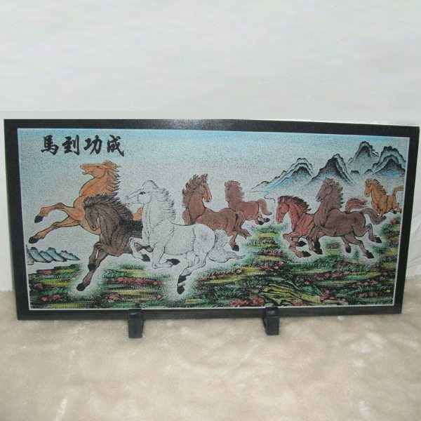 崇武影雕 惠安石雕 马到成功工艺品 桌面摆件