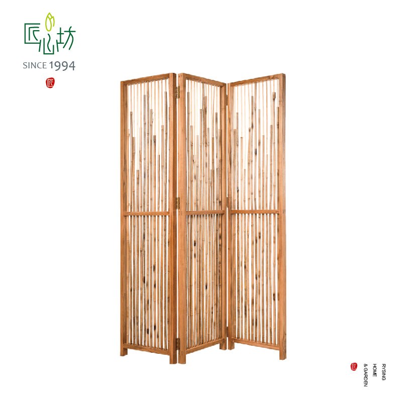 户外中式庭院造k景柚木户外竹屏风阳台花园隔断禅意茶室摆件