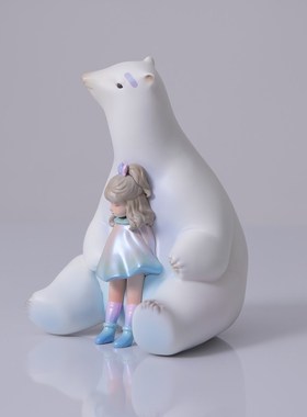 白夜童话联名款j刺熊少女家居饰品摆件雕塑客厅玄关电视柜生日礼