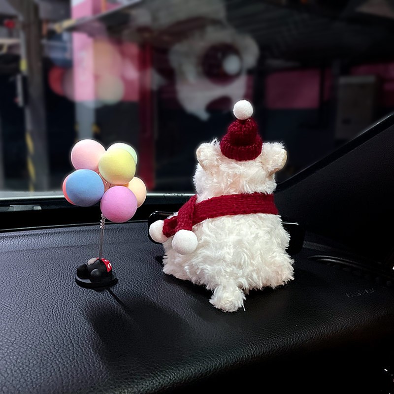 西高地汽车临时停车号码牌车载可爱车内饰品摆件女V车上挪车电话