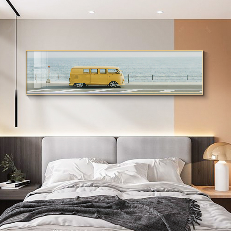 北欧轻奢c卧室床头装饰画海景风景主卧壁画客厅背景墙横幅挂画