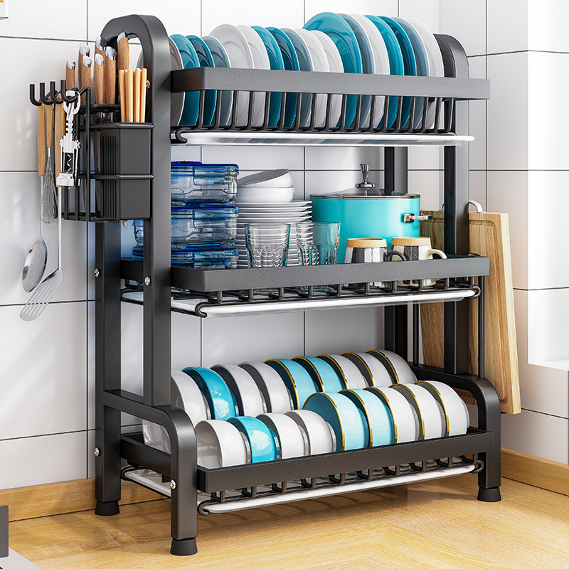 厨房置物架碗碟碗盘收纳架家用多功能沥H水架放碗架碗筷收纳盒碗