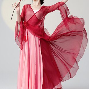 古典舞蹈服女飘逸720度双层大摆裙身韵古风仙气纱衣中国舞演出服