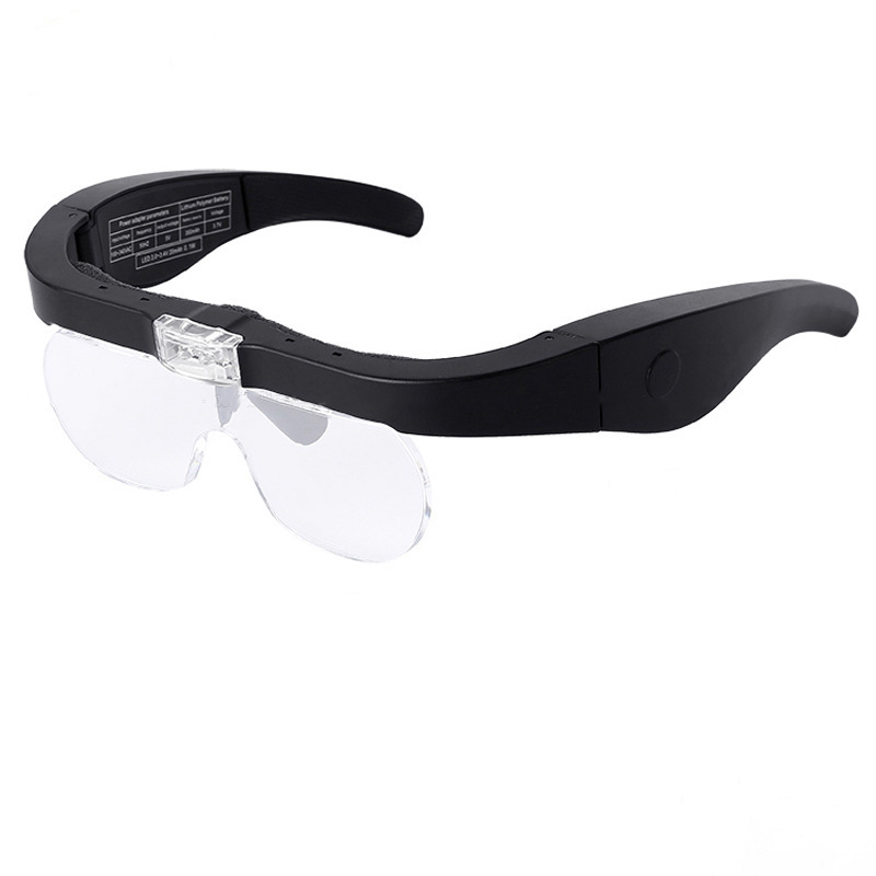 充电眼镜放大镜5倍带灯眼镜式头戴式老人阅读镜高清刺绣手工便携