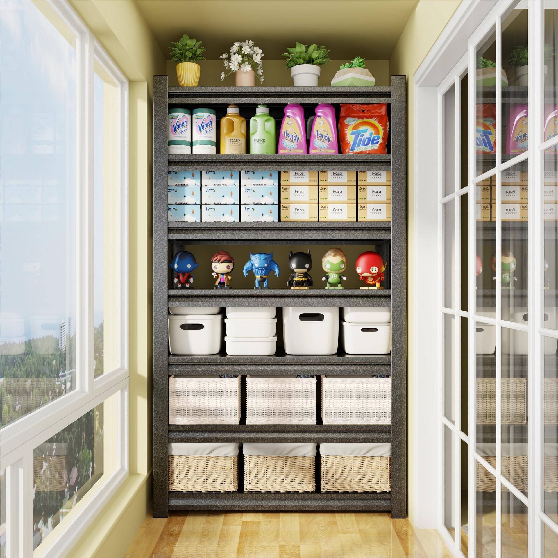 阳台置物架多层储物柜家用落地花架收纳架储藏间地下室杂物收纳架