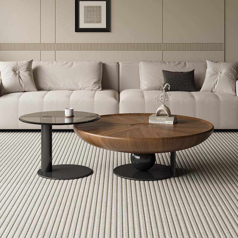 意式极简圆形茶几边几组合现代简约客厅家用小户型轻奢高级感茶桌