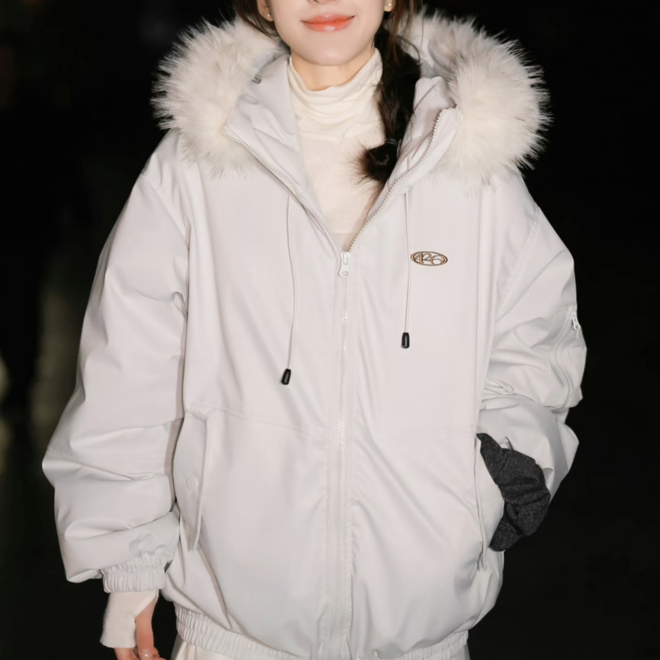 明星同款大毛领工装派克羽绒棉服女2025新款冬季保暖加厚棉袄外套