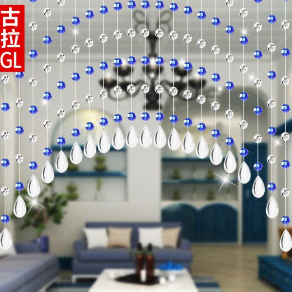 古拉成品帘水晶珠帘门帘屏风隔断水晶帘客厅餐厅卧室拱形水滴 039