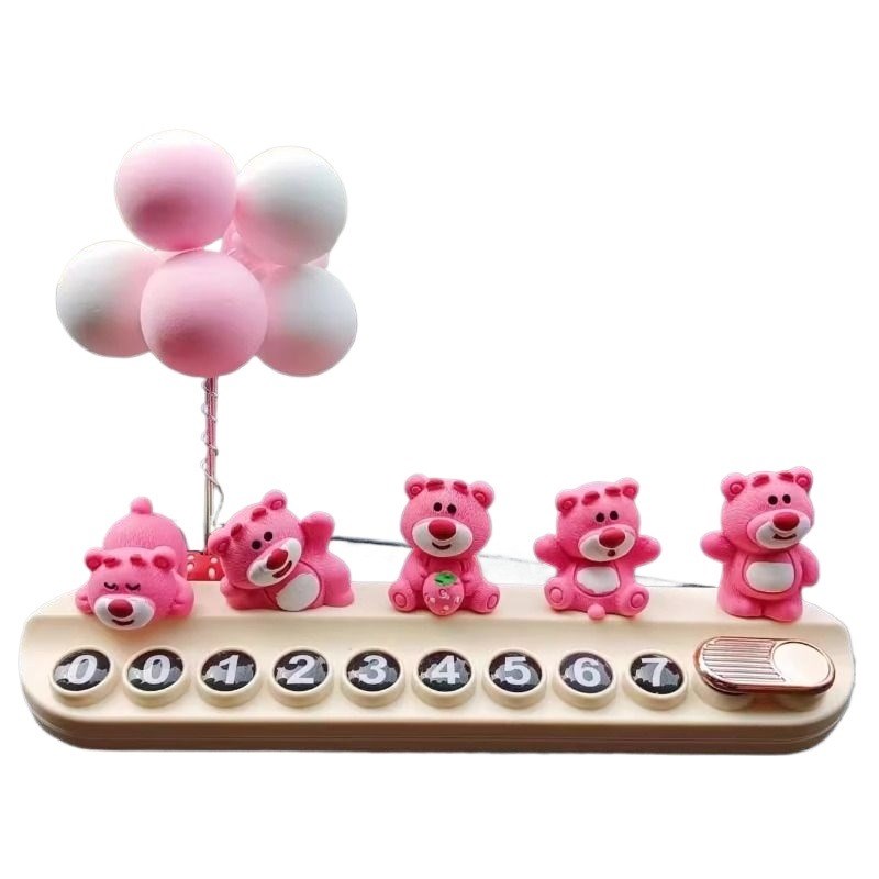 临时停车电话牌车上新款2024汽C车号码牌草莓熊车载摆件立体隐藏