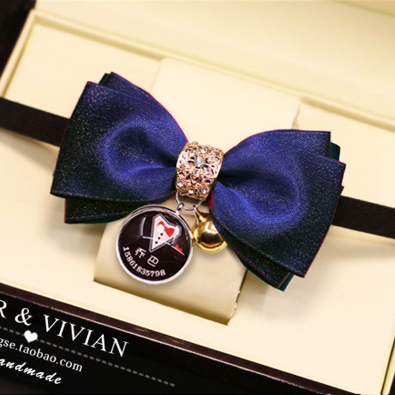 手工宠物猫狗英伦风复古绅士领结铃铛蝴蝶结项圈泰迪猫咪狗狗饰品