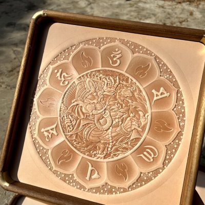 中式新款牛皮铜角实木文盘文玩收纳防磨礼品盘首饰盒饰品盘子皮盒