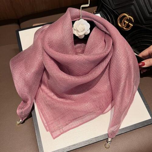 丝巾女春秋新款磁吸扣高级感雪纺纱巾百搭装饰小领巾薄款洋气围巾