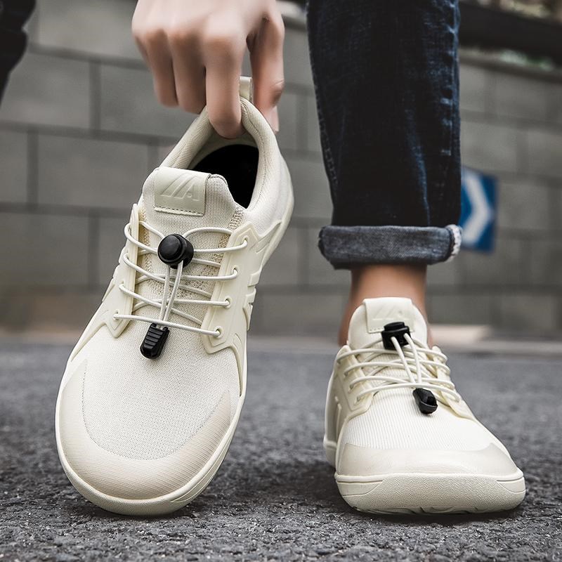 大码宽脚大头鞋2025网面u免系带运动休闲鞋加宽大脚背拇外翻健步