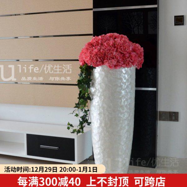 玻璃钢落地大花瓶现代酒店客厅摆件家居装饰品婚房礼品自产子弹头