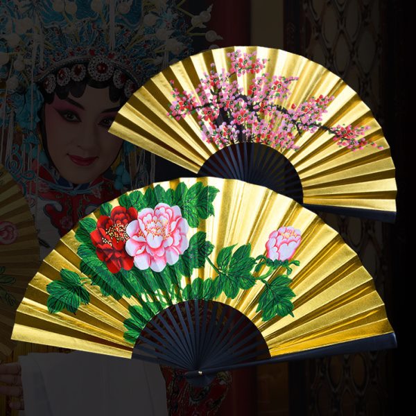 金扇 京剧戏曲用品扇子贵妃醉酒牡丹扇越剧古典舞蹈演出手工折扇