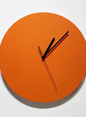 网红钟表挂钟静音客厅家用时尚2022新款极简装饰北欧现代橙色钟