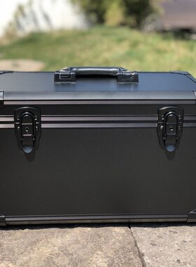 大中号黑色铝合金多功能手提仪器箱 航模双切工具箱配隔板海绵