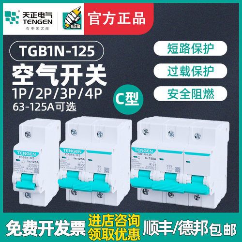 TENGEN天正TGB1N-125 1P 2P 3P 4P 100A 125A空气开关 DZ47升级款