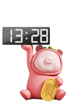 小猪摆件创意可爱数字学生闹钟客厅玄关书桌桌面装饰闺蜜生日礼品