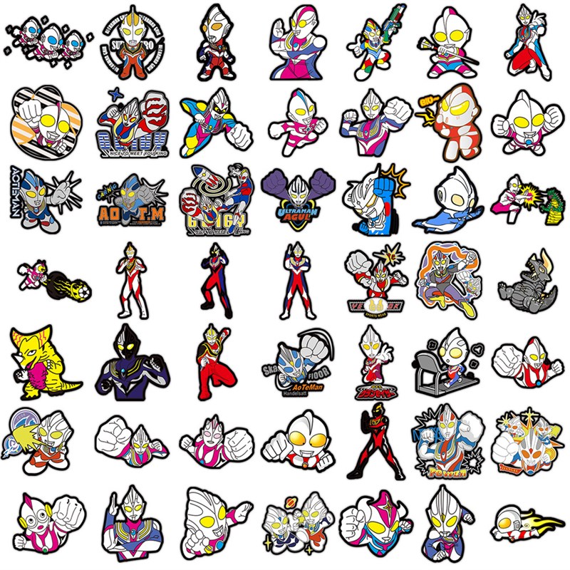 50张卡通英雄奥特曼动漫男生涂鸦贴纸装饰笔记本头盔相框画手账保