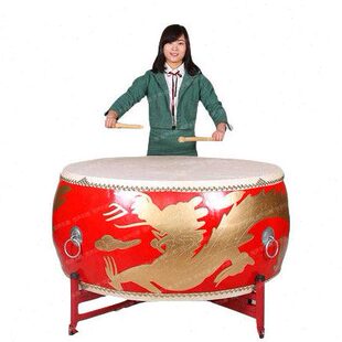 牛皮大鼓16/18/24寸1米1.2/1.5米龙鼓战鼓威风锣鼓堂鼓中国红鼓