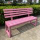 网红粉色靠背公园椅户外长椅商场休息实木凳子庭院铁艺长条凳白色