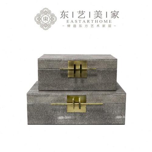 现代新中式首饰盒摆件样板房间卧室床头柜梳妆台收纳盒储物盒摆设