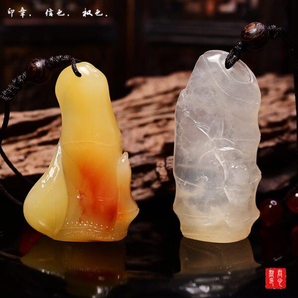 君心默寿山石雕竹节印章精品寿山晶冻玉石手工篆刻书画随型章摆件