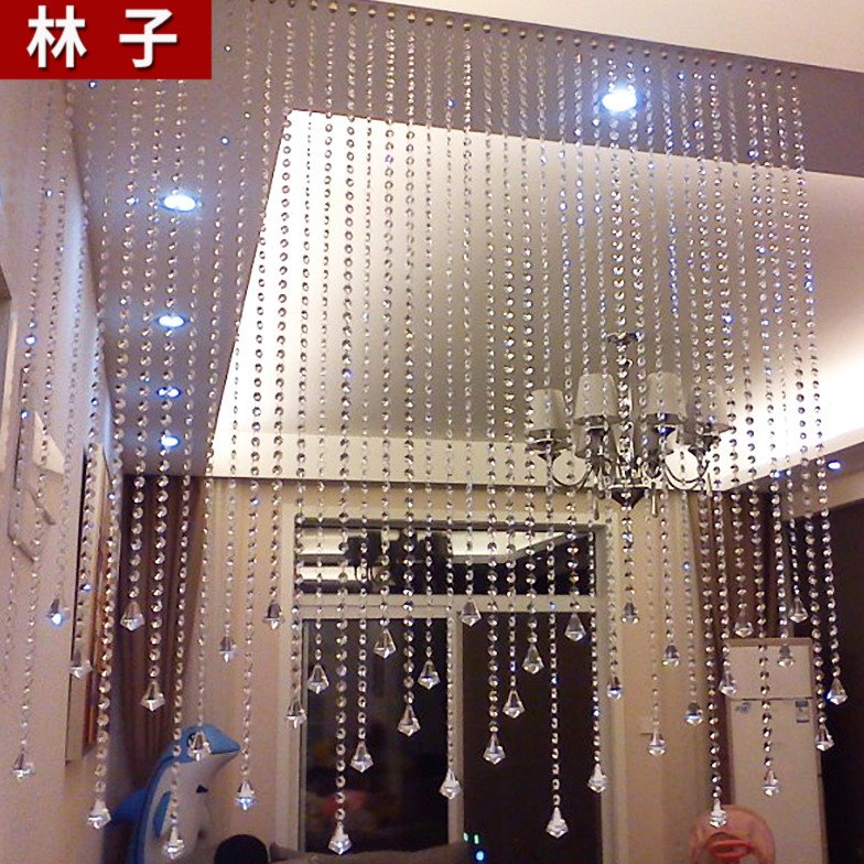 门帘珠帘隔断帘免打孔水晶帘子客厅软妹房屏风珠链装饰帘吊帘卧室