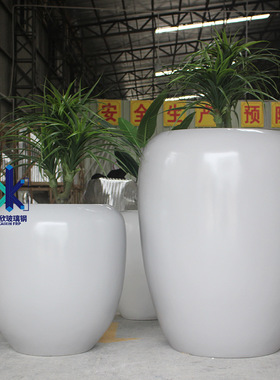 玻璃钢花盆组合酒店售楼处大号花瓶椭圆落地简约花器商场美陈花钵