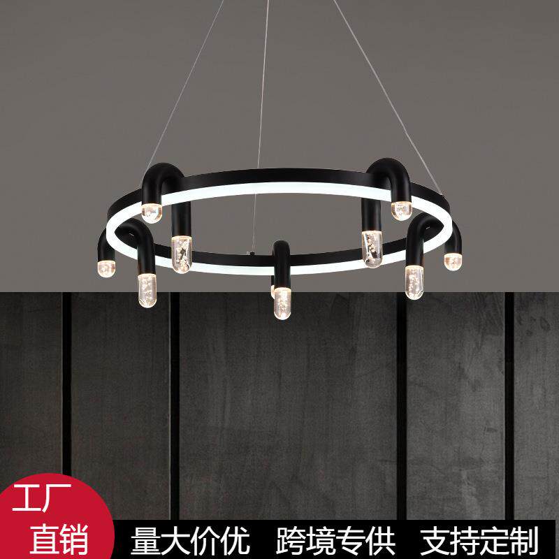 北欧圆形客厅吊灯现代简约餐厅灯主卧室吧台服装店铺商用中山灯具