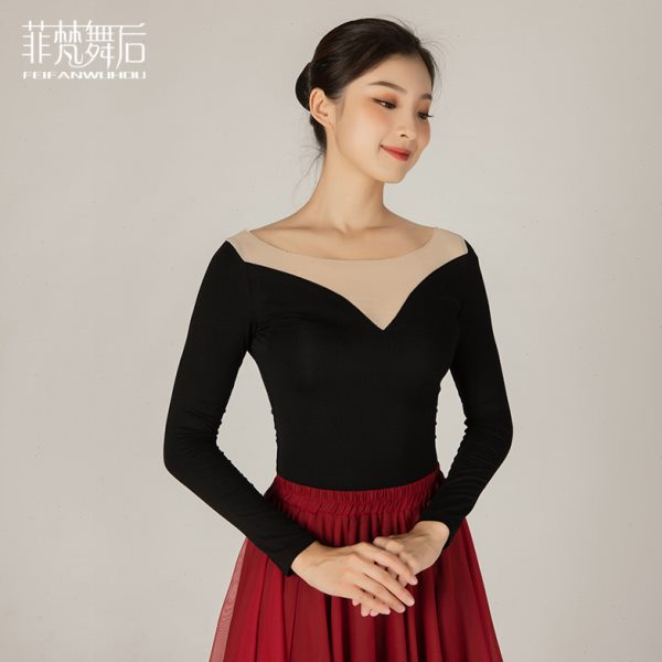 菲梵舞后性感舞蹈演出服秋冬长袖古典舞表演服现代舞练功服团体服