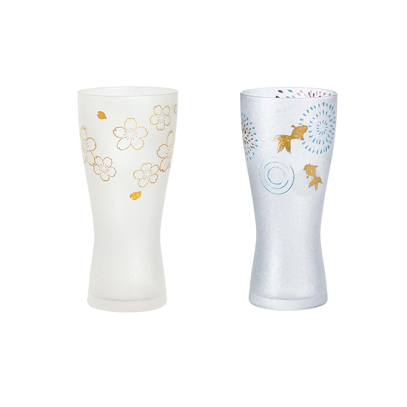 进口石冢硝子玻璃杯小鱼图案礼F盒装啤酒饮料水杯对杯子