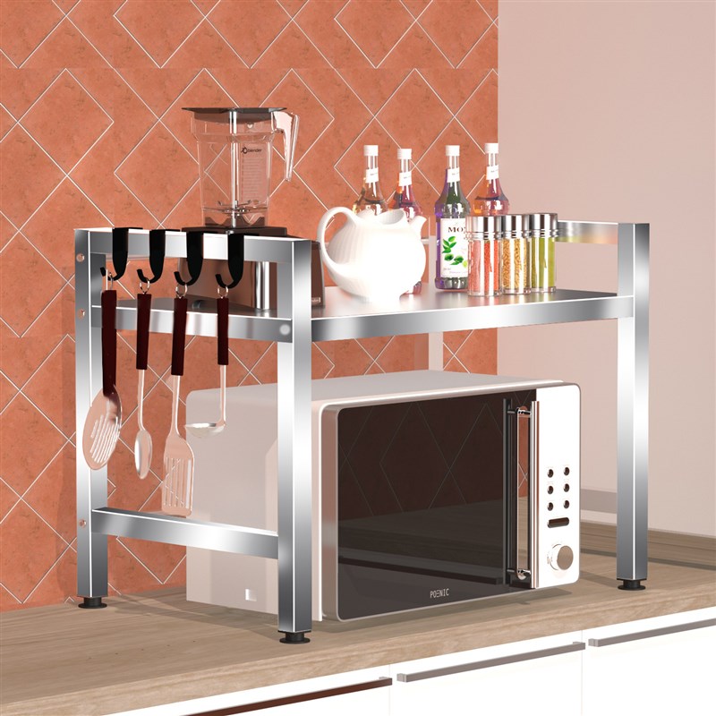 加厚不锈钢c厨房置物架多层桌面隔板架收纳烤箱微波炉多功能储物
