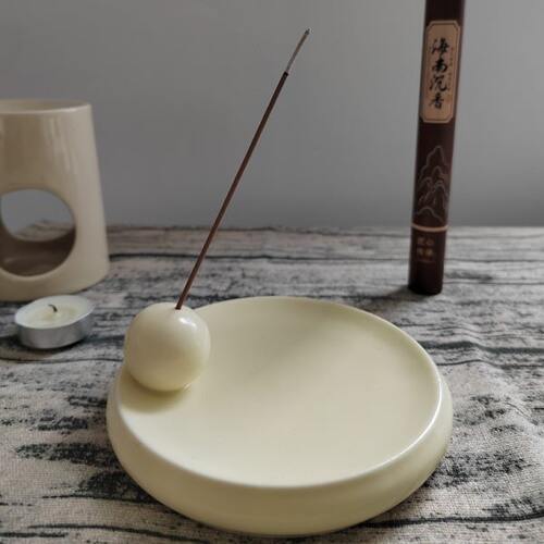 北欧手工陶瓷线香香插茶室家用香盘香座香托干花插座装饰陶瓷摆件