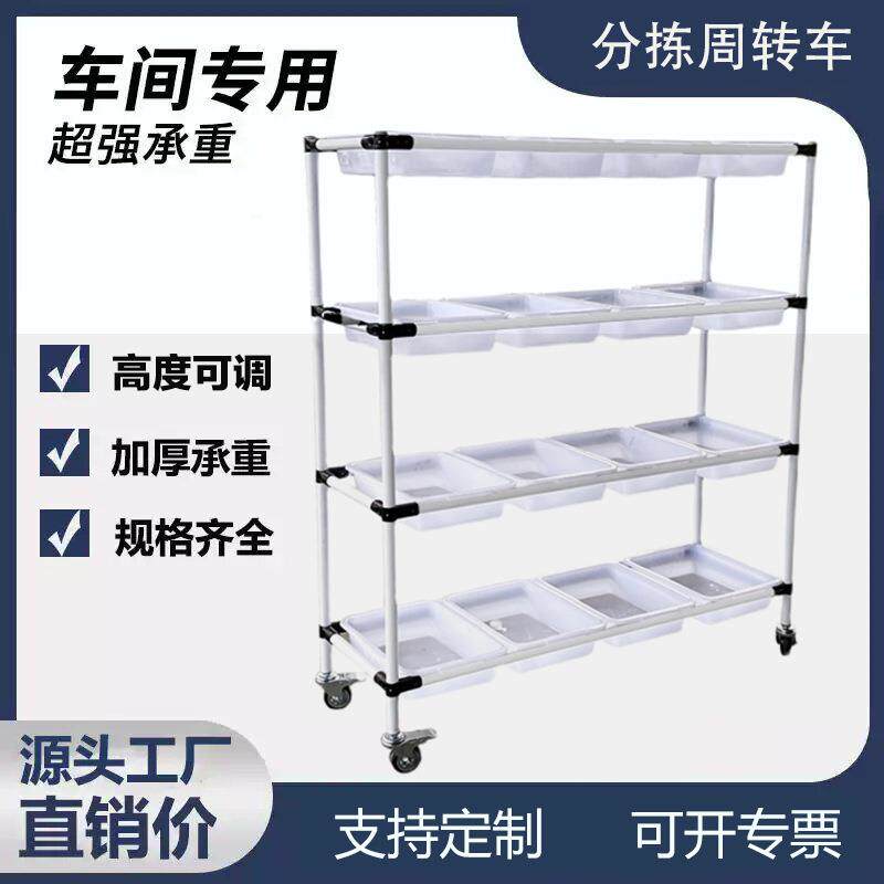 仓库多层分拣整理配货打包周转框料篓精益管线棒推车拣货车手推车