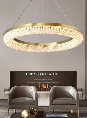 轻奢客厅吊灯现代简约复式楼别墅灯具创意水晶餐厅卧室灯led灯