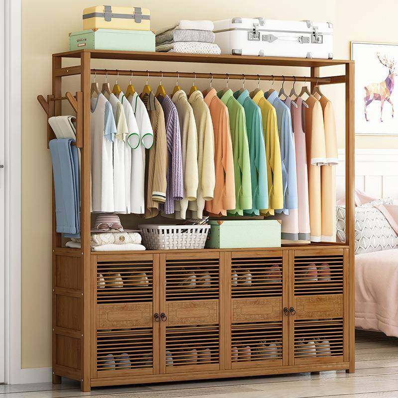 简易衣柜家用宿舍收纳神器卧室衣帽架子出租房用经济型实木挂衣柜